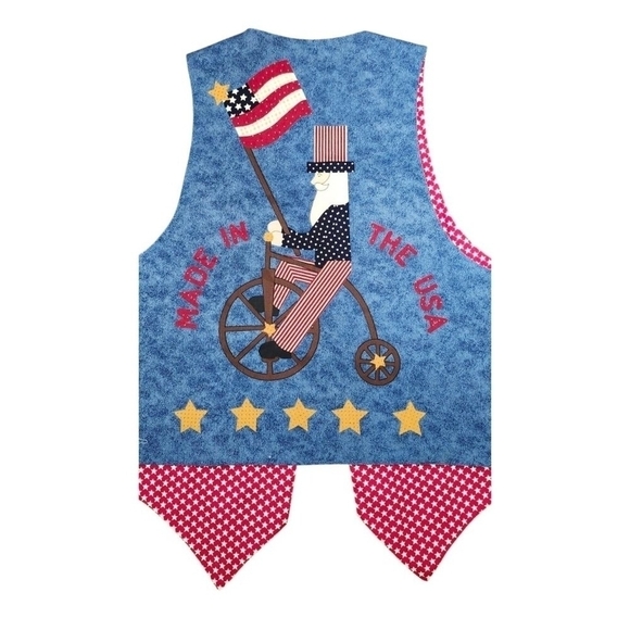 Vintage Americana Usa handmade Patriotic Hippie Boho Vest - Picture 4 of 10